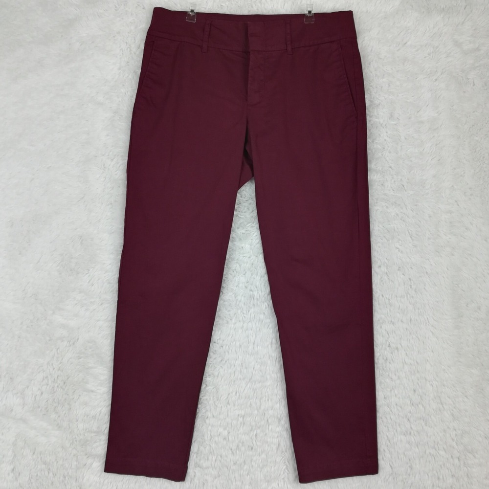 Kut From the Kloth Pants Womens Crop Trouser Red Burgundy Stretch Mid Rise 2
